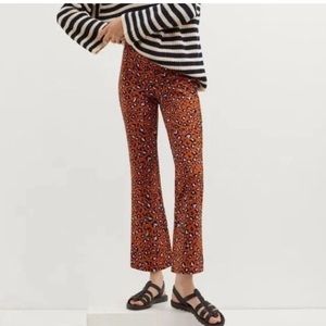 Maeve Anthropologie Kick Flare Leopard Print Pants Brown/Orange Size Small